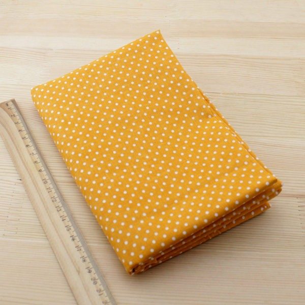 06 - tissu jaune orange - collection Arnica - jaune-orange a petits pois blancs